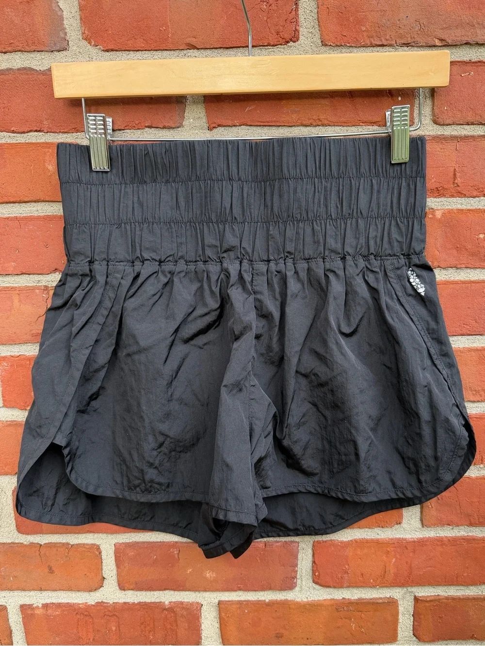 FP Movement by Free People Black Smocked Waist Athletic Shorts